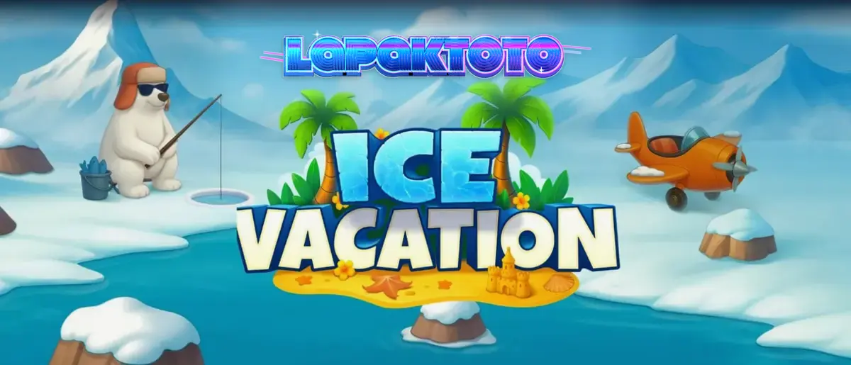 Tampilan visual slot Ice Vacation yang menampilkan karakter kartun kutub dan elemen tropis